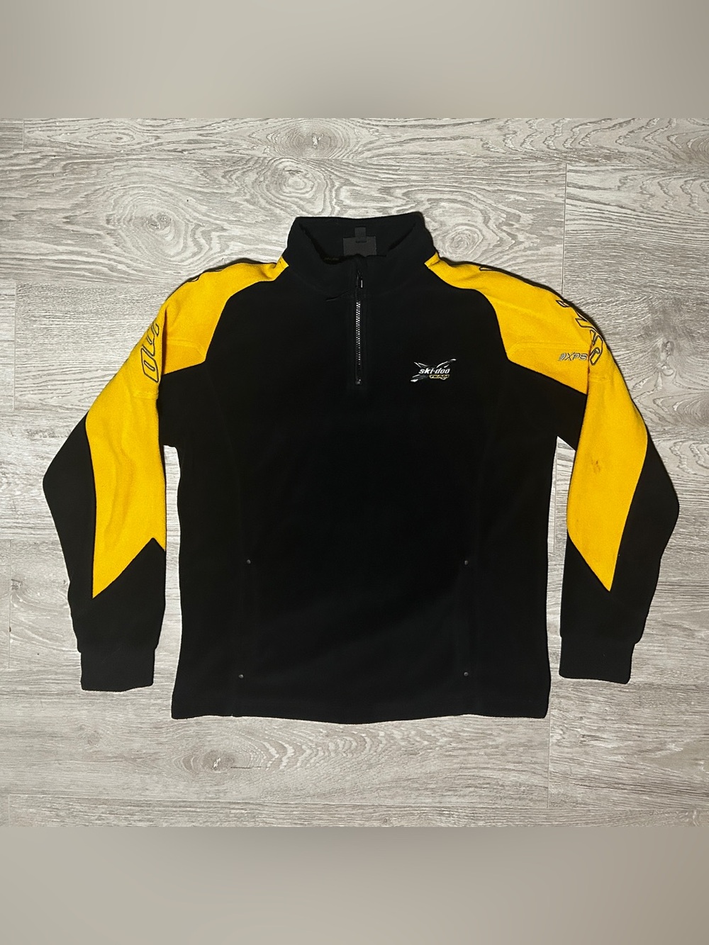 Ski-Doo BRP Men’s Black and Yellow 1/4 Zip Fleece Sweater